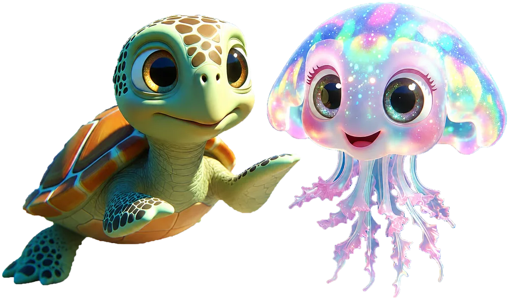 Baby Turtle and Baby Jelly